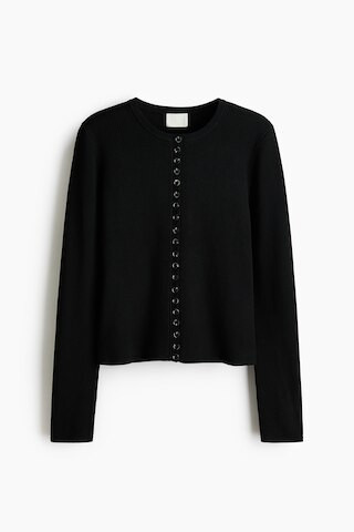 H & M - Ribbed Cardigan - Black | H&M (US + CA)