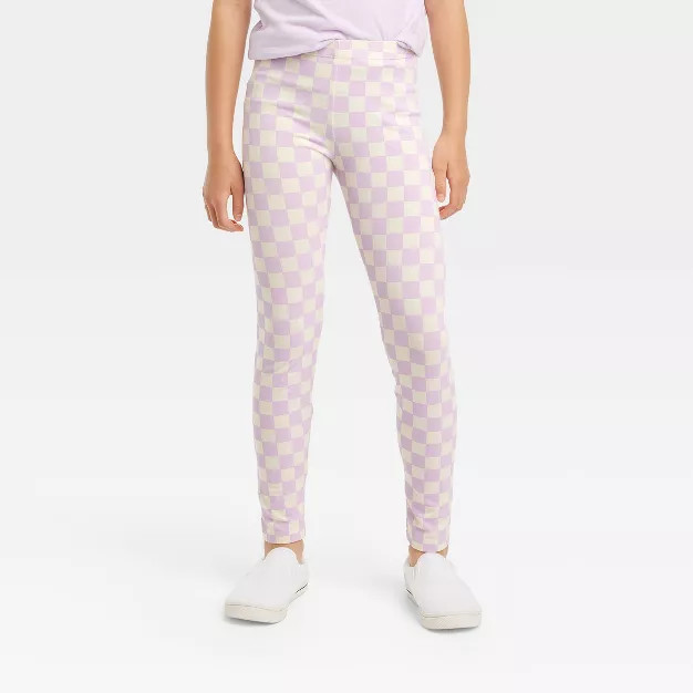 Girls' Checkered Leggings - Cat & Jack™ Violet | Target