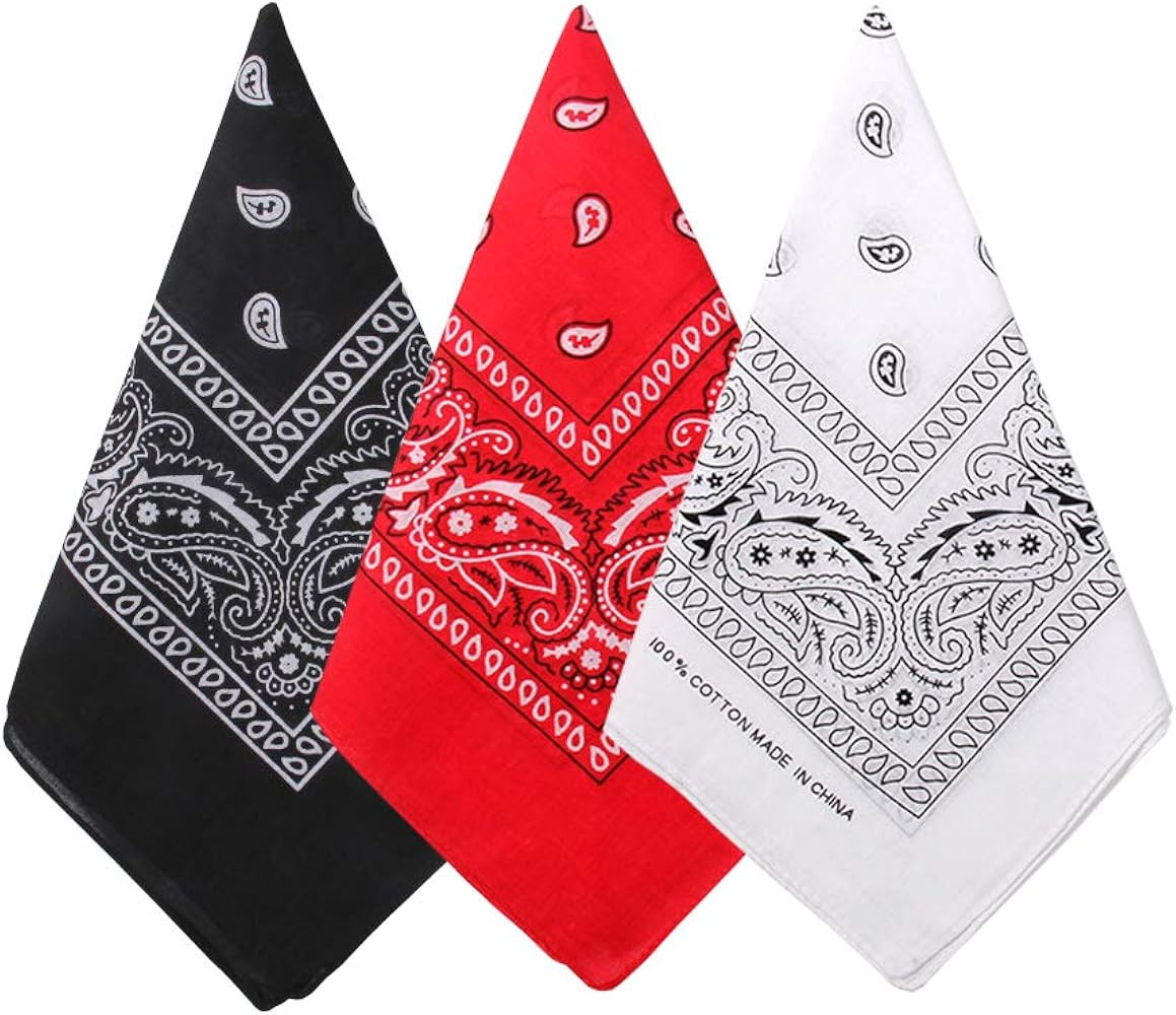 3 Pack 100% Cotton Paisley Pattern Bandanas Face Mask Square Scarf Headwear | Amazon (US)