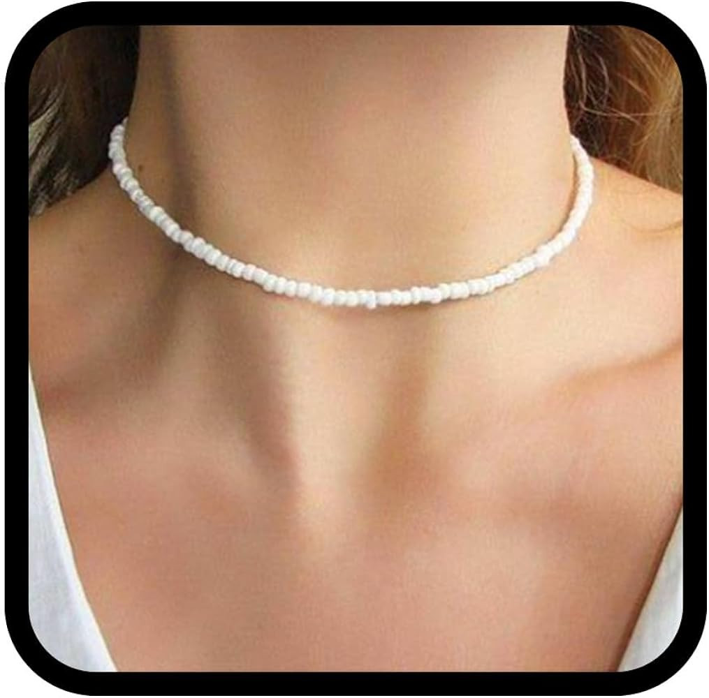 Yalice Boho Bead Choker Necklace Tiny Beaded Necklaces Dainty Summer Beach Jewelry for Women | Amazon (US)