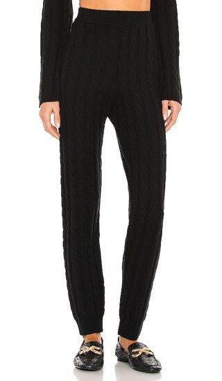 Cashmere Cable Knit Easy Pant in Black | Revolve Clothing (Global)
