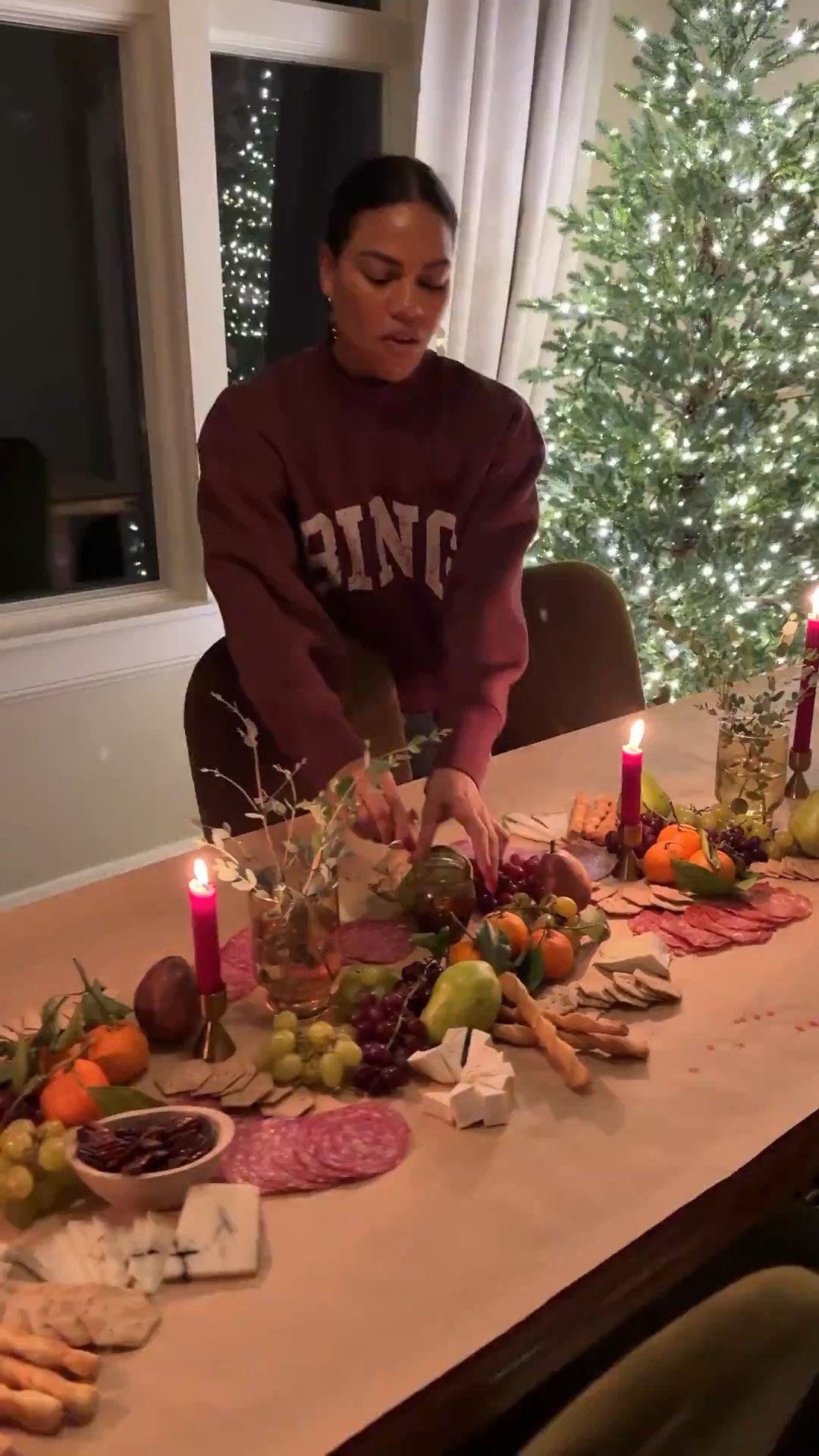 For who asked I’m posting this here for you to save. Here’s how I do a grazing board/charcuterie: 

I kind of enjoy a spread that looks undone and messy. But to keep it easy, I use the rule of 3: three fruits, three meats, three cheeses. Then you can add your favorite starches (bread/crackers) and fill in with nuts and jams.  

Fruit: 
I used two colors of grapes, mandarins with the leaves, and pears, but you could use any seasonal fruit. Pomegranate would be beautiful, as well as fresh figs sliced lengthwise. Dried fruits are also a great choice! 

Cheese: 
I always include variations of goat cheese since it’s easier for those (by those, I mean me😂) who are lactose intolerant. Some faves are goat Brie, drunken goat, truffle goat, and smoky goat Gouda. There are also so many great cows milk cheeses like Brie and aged cheddar, Gorgonzola… use whatever you like!

Meats: 
I like nitrate free meats in variations like soppressata salami, chorizo, and prosciutto. Again, pick your favorite three and go with it:)

TO ASSEMBLE: 
1. Start with a roll of unbleached, uncoated butcher paper.  I used a 36” wide roll but they also come in 24” if you want more of a runner. You could also use bleached parchment :)

2. I did this part last, but place your candles and vases of greenery down the center. 

3. Next, I spread my grapes throughout the table, then nestled in my mandarins and pears. 

4. Then I placed the cheeses throughout, trying to keep the distribution equal. 

5. You can be as simple (piles and rows) or as fancy (rosettes and shapes) as you want with the meats. I just quickly placed one type at a time and evenly distributed in groups and piles. 

6. Then I added my crackers (I used simple mills gf and buttery twists from Whole Foods) then placed the jams and any nuts, and adjusted as needed :)

If you need any of the items in this video, COMMENT SHOP and I’ll send you whatever I was able to source! What are your favorites to include on a grazing board? 



#LTKHome #LTKHoliday #LTKfoodie