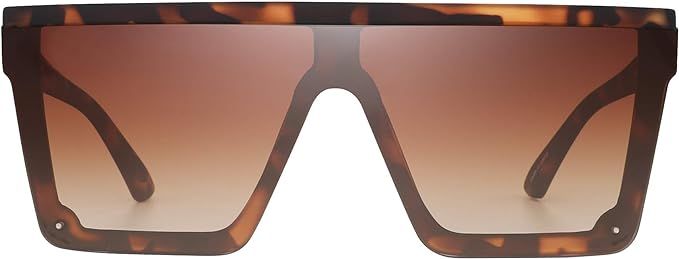 JIM HALO Flat Top Shield Sunglasses Square Mirror Rimless Glasses for Women Men | Amazon (US)