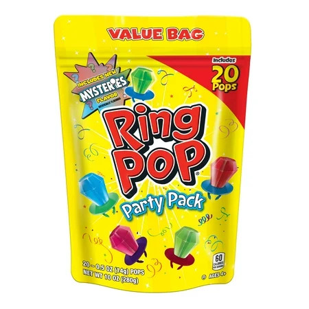 Ring Pop Lollipops, Assorted Flavors, Full Size Candy, Party Favor, 10 oz, 20 Count Variety Pack | Walmart (US)