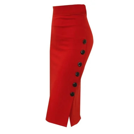 ZHAGHMIN Red Leather Skirts For Women Office Pencil Split Waisted Skirt High Skirt Ladies Multiple S | Walmart (US)