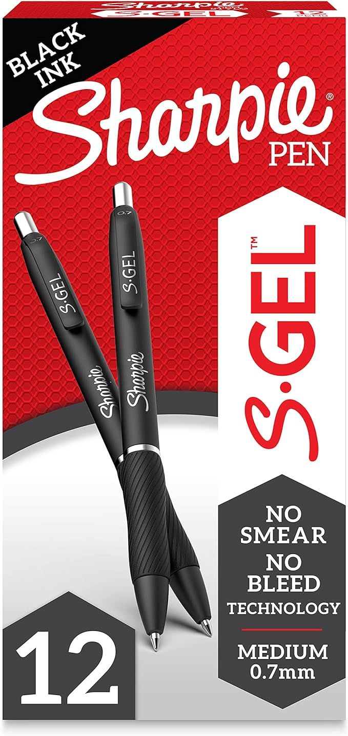 Sharpie S-Gel, Gel Pens, Medium Point (0.7mm), Black Ink Gel Pen, 12 Count | Amazon (US)