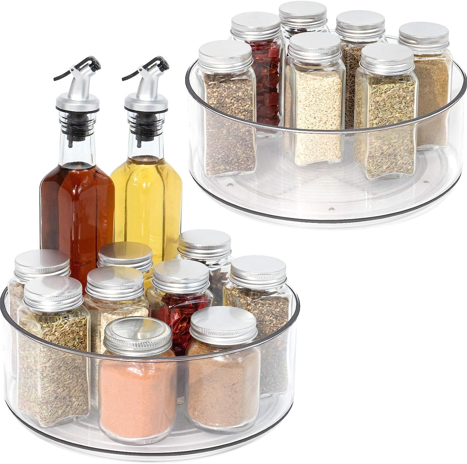 Lazy Susan - 2 Pack Round Plastic Clear Rotating Turntable Organization & Storage Container Bins ... | Amazon (US)