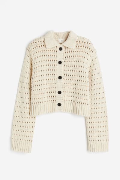 Hole-knit Cardigan with Collar | H&M (US + CA)