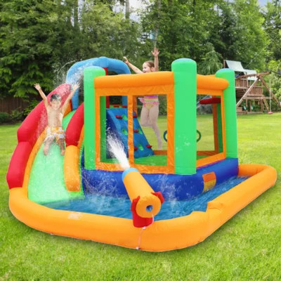 13.5' x 13.7' Bounce House with Water Slide and Air Blower | Wayfair North America