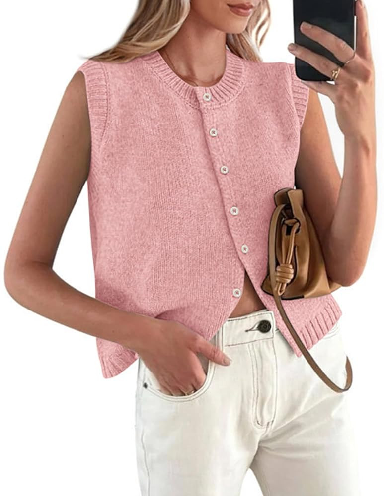 PRETTYGARDEN Womens Sweater Vest Cardigans 2025 Fall Lightweight Casual Sleeveless Button Down Kn... | Amazon (US)