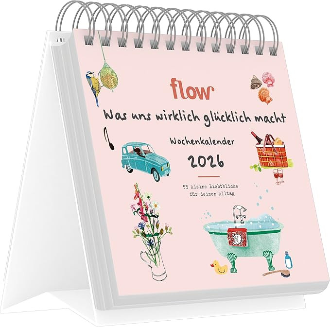 Flow - Was uns wirklich glücklich macht - Wochenkalender 17 x 16 mit Spiralbindung, 53 Illustrat... | Amazon (DE)