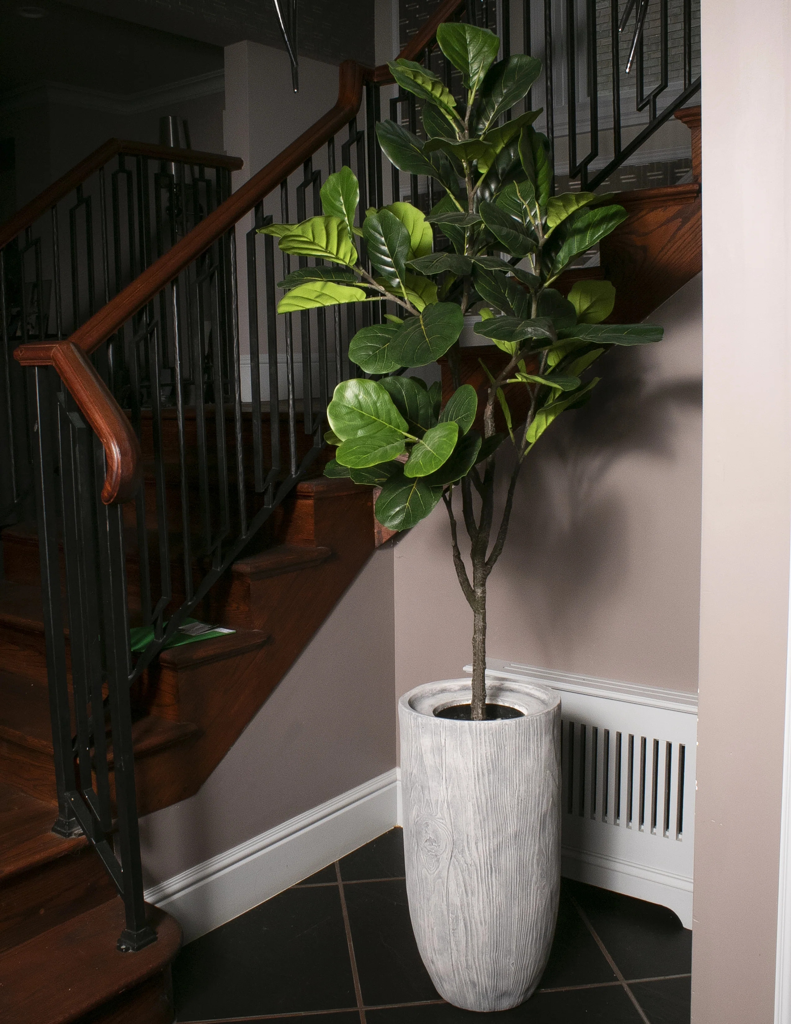 Panama 82'' Faux Fiddle Leaf Fig Tree in Fiberstone Planter | Wayfair North America