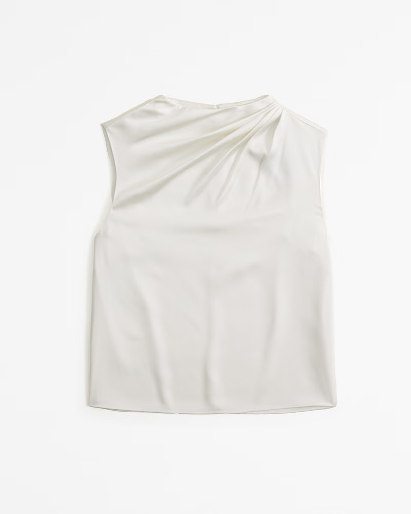 Satin High-Neck Draped Cowl Top | Abercrombie & Fitch (US)