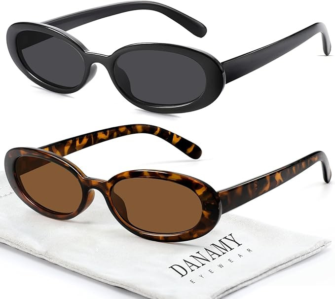 DANAMY Sunglasses Womens Retro Oval Sunglasses for Women Men Fashion Small Oval Sun Glasses 90s V... | Amazon (US)