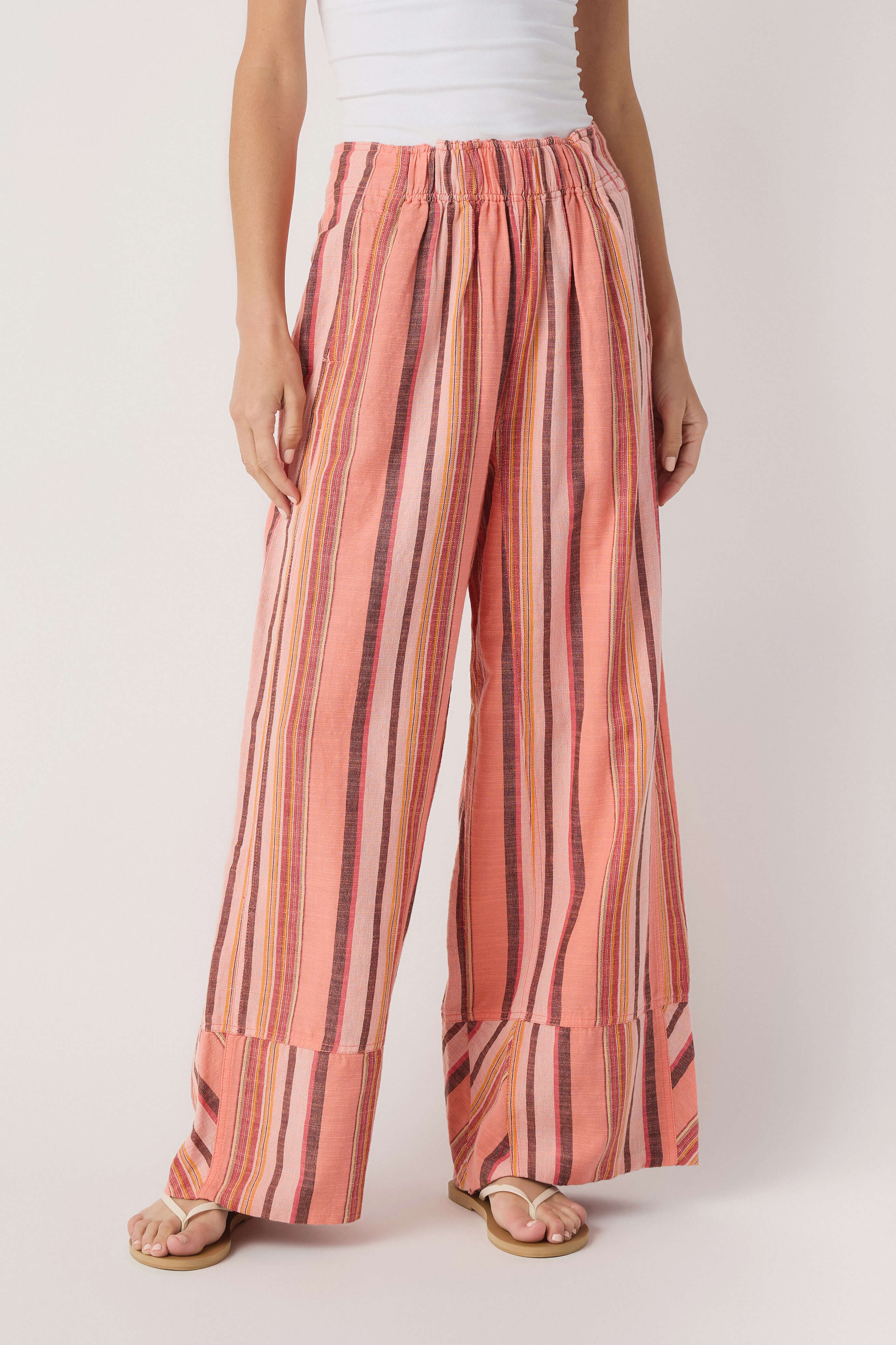 Free People Days End Solar Linen Stripe Pants | Social Threads
