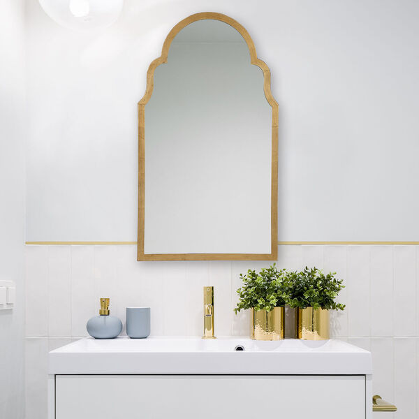 Aster Gold Leaf Finish Arch Wall Mirror | Bellacor