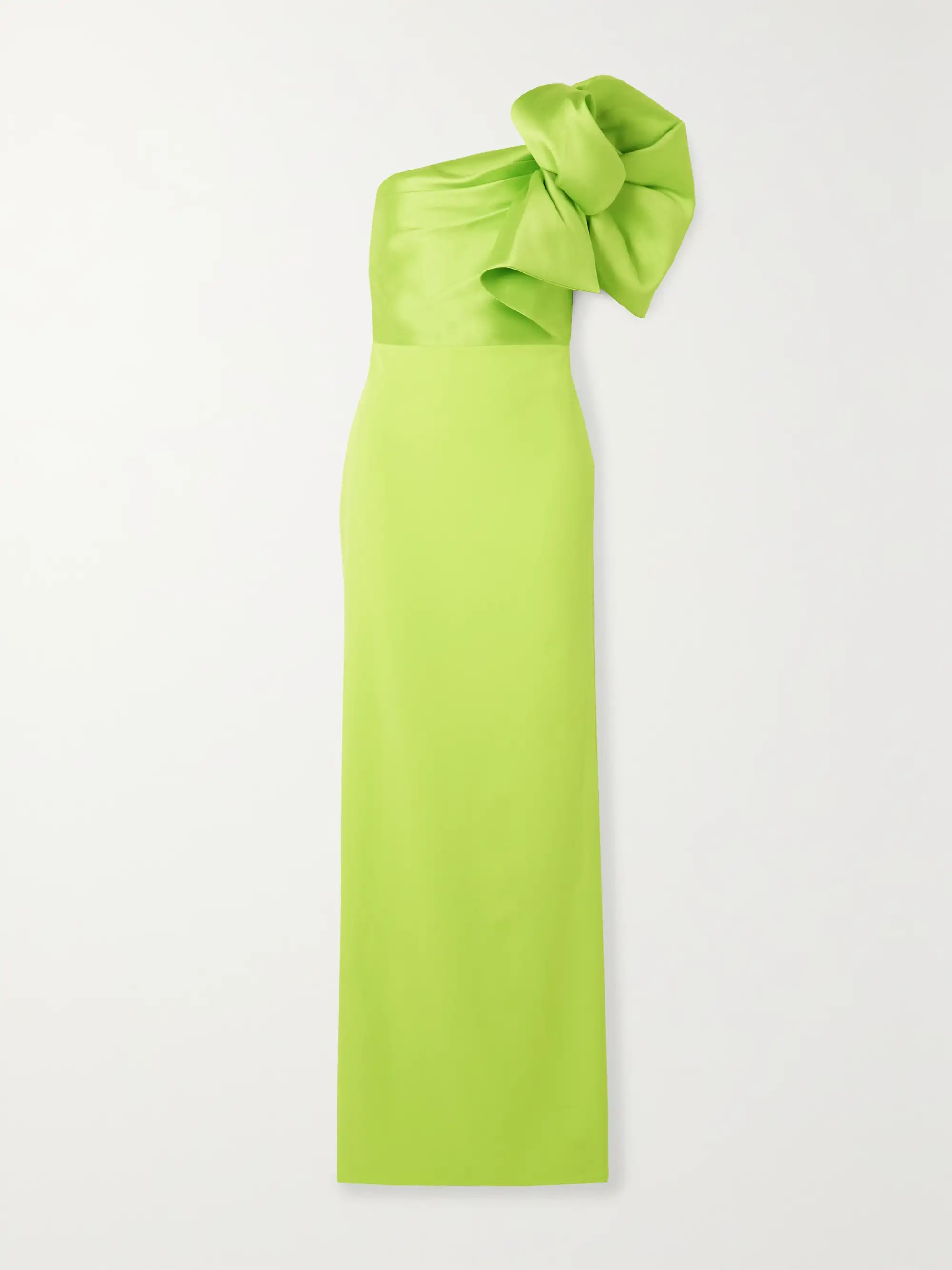 Iyana bow-embellished one-shoulder satin and crepe maxi dress | NET-A-PORTER (US)