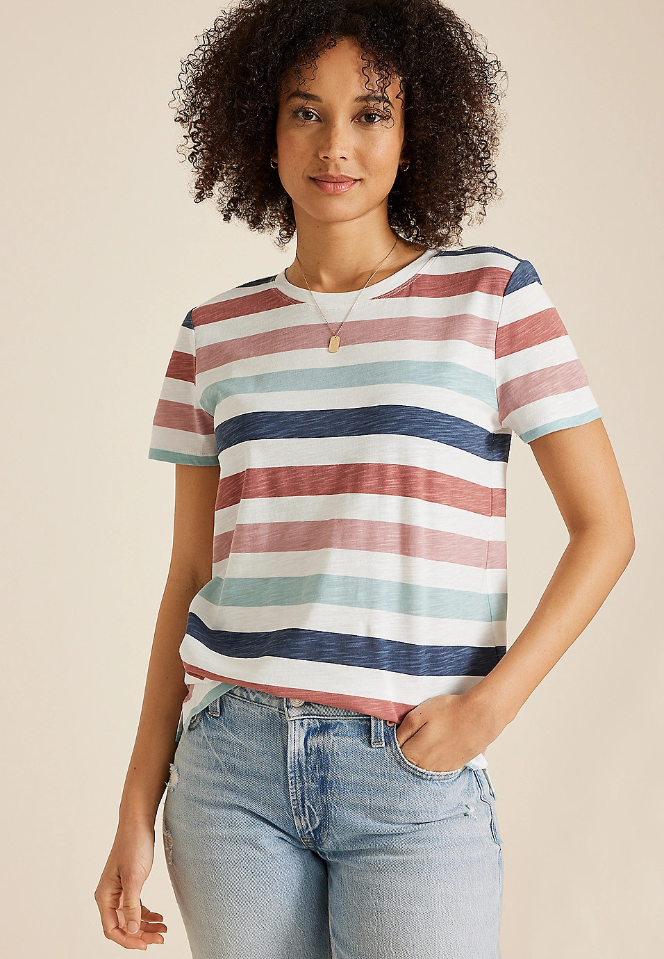 24/7 Dawson Striped Crew Neck Tee | Maurices