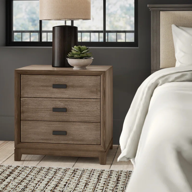 Aarush 26'' Tall 2 - Drawer Solid Wood Nightstand in Antique Gray | Wayfair North America