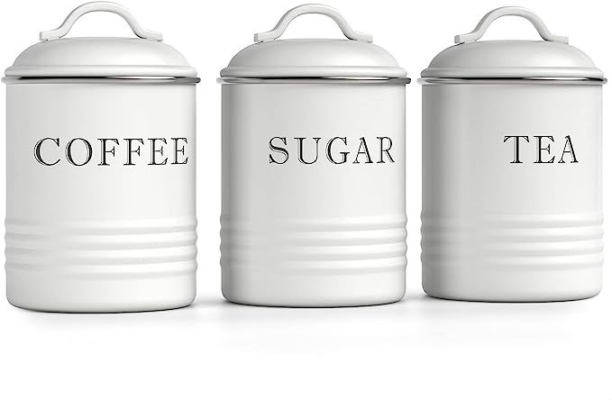 Barnyard Designs White Canister Sets for Kitchen Counter, Vintage Kitchen Canisters, Country Rust... | Amazon (US)