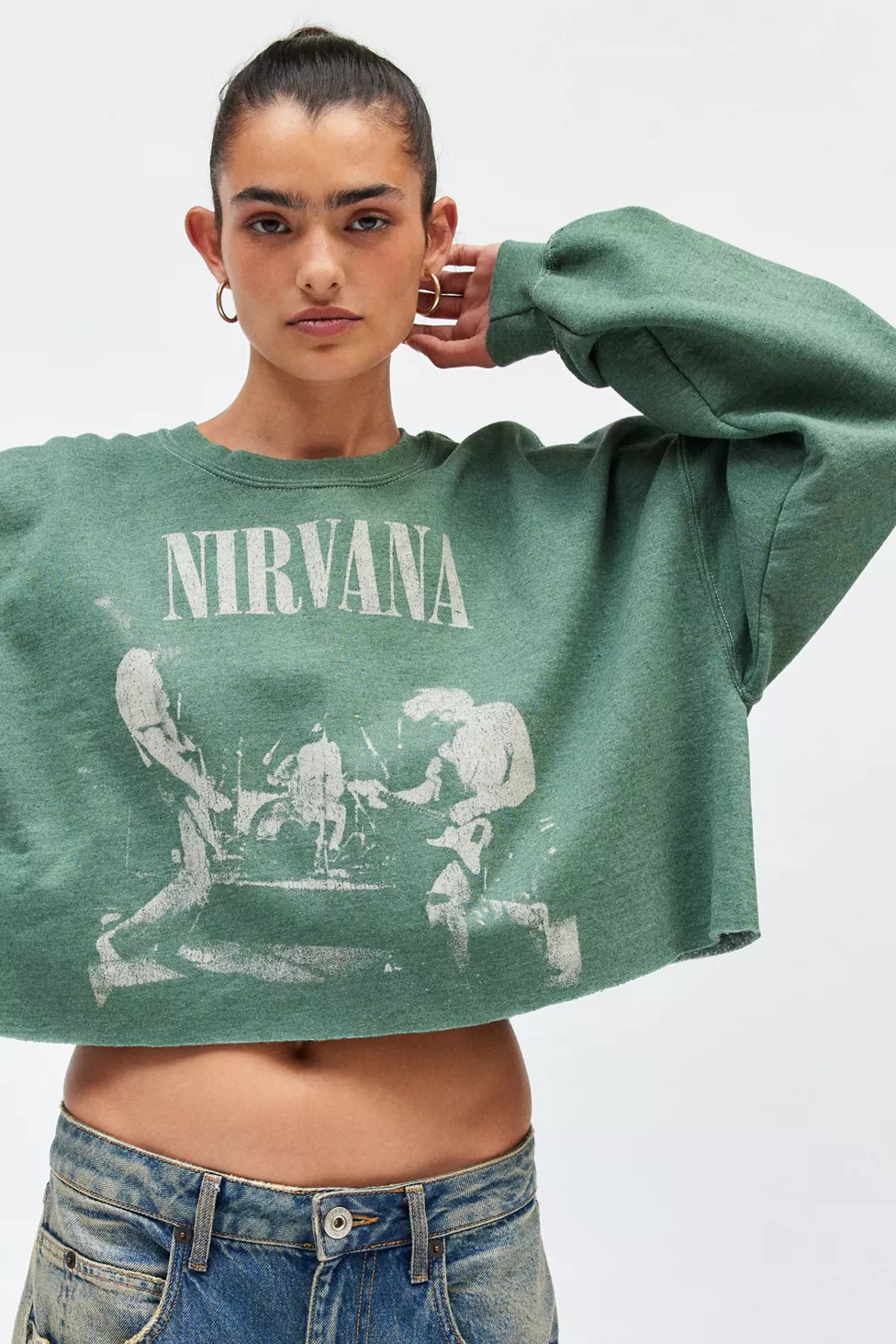 Nirvana Graphic Cropped Crew Neck Pullover | Urban Outfitters (US and RoW)
