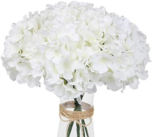 Flojery Silk Hydrangea Heads Artificial Flowers Heads with Stems for Home Wedding Decor,Pack of 1... | Amazon (US)
