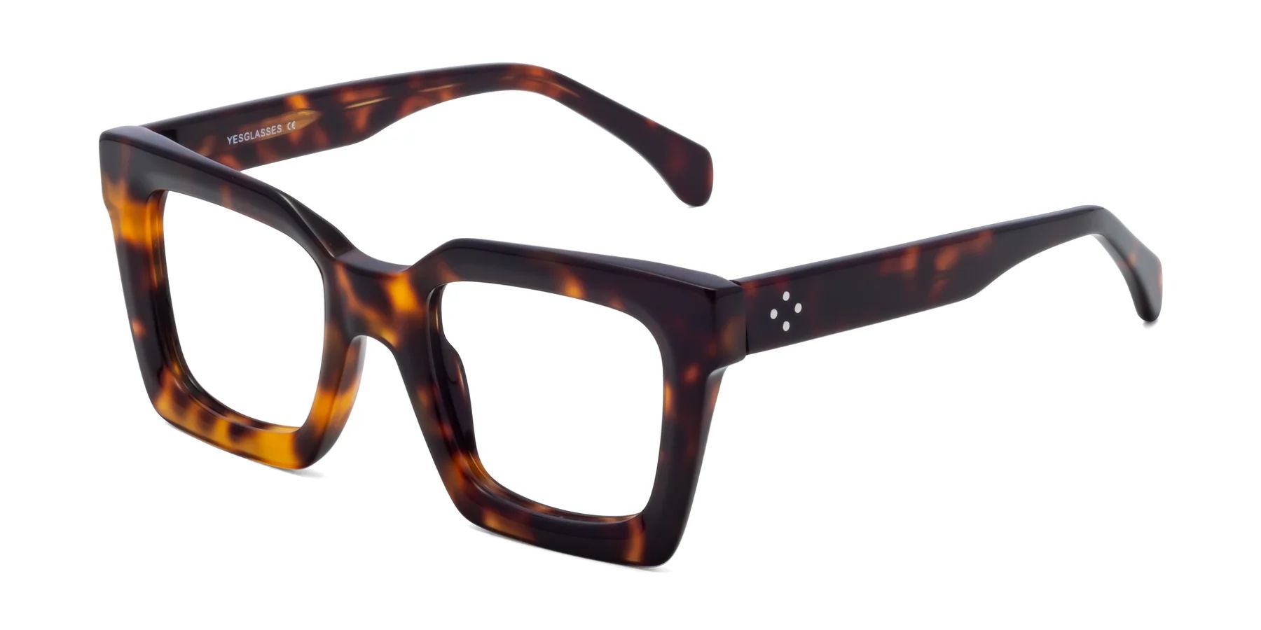 Tortoise Oversized Thick Square Eyeglasses - Piper | Yesglasses