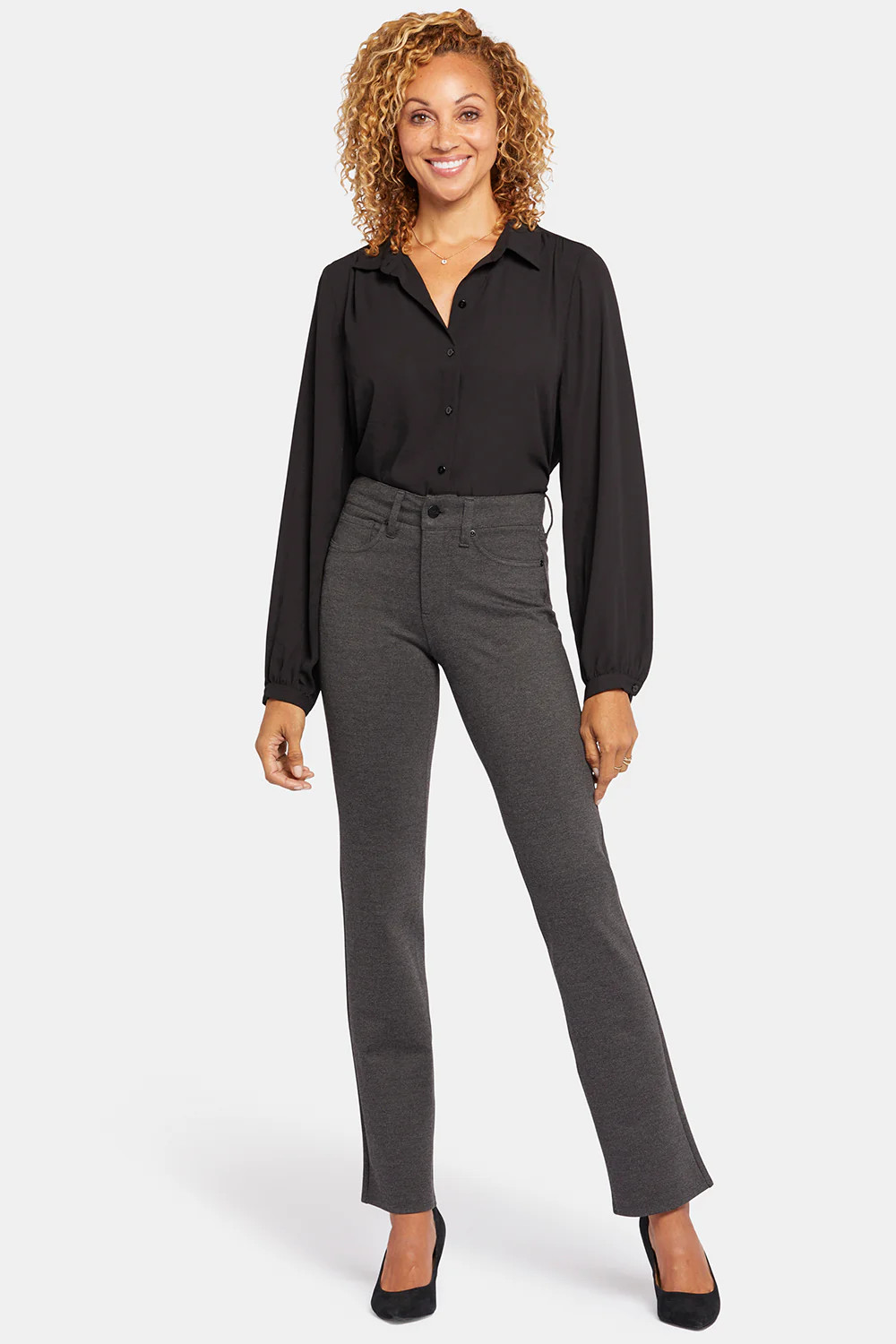 Marilyn Straight Pants In Petite - Charcoal Heathered | NYDJ