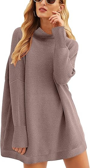 ANRABESS Women Oversized Casual Loose Turtleneck Long Sleeve Slouchy Baggy Knit Tunic Sweaters Pu... | Amazon (US)