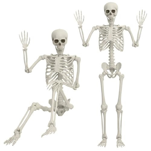 5.4FT Posable Halloween Life Size Skeleton, Full Body Realistic Bones with Movable Joints, Giant Skeletons Halloween Decorations for Indoor Outdoor Haunted House Props, Spooky Scene Party Decor 1Pcs | Amazon (US)