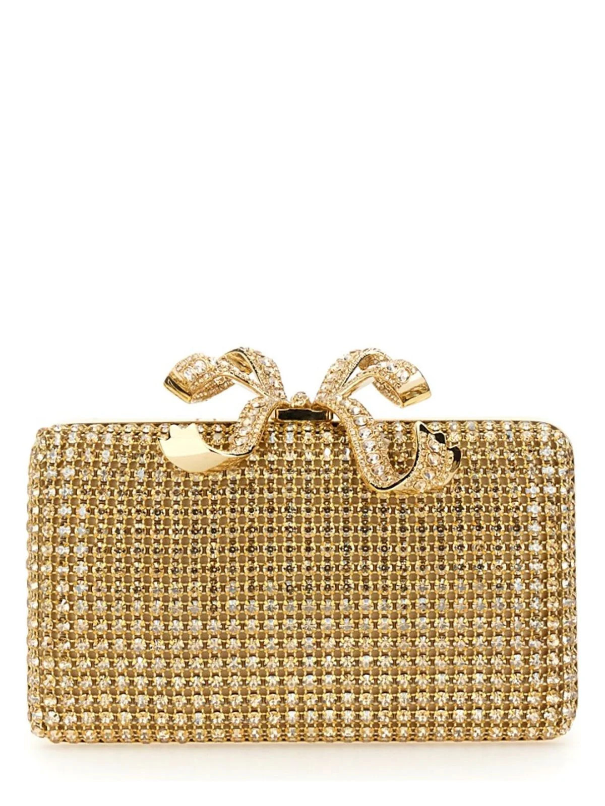 Self-Portrait Women's Crystal Clutch Bag in Gold | Size UNI | RS25306GD | LOZURI