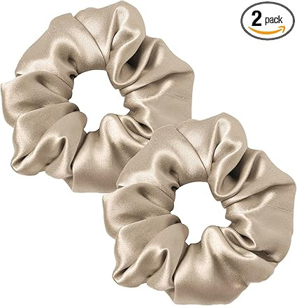 LilySilk 100% Silk Scrunchie [Pack of 2] Hair Elastics Women Girl Bobbles Scrunchies Vsco Girl Pu... | Amazon (UK)