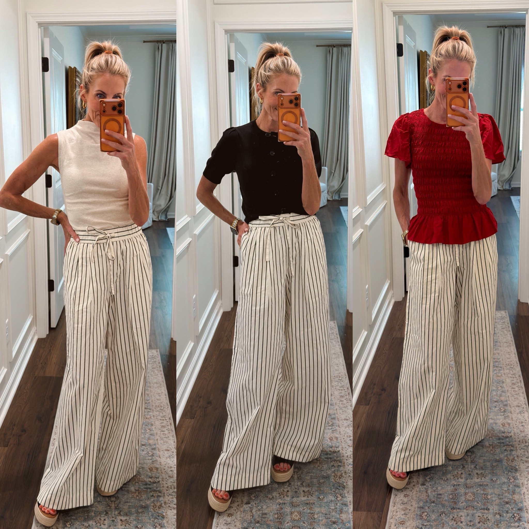 My favorite $35 pull on wheel pants that you can wear every single day… Yes, they are a little long, but they are so perfect styled with so many different tops truly one of my very favorite pairs to pull out, and put on with all of my favorite affordable tops