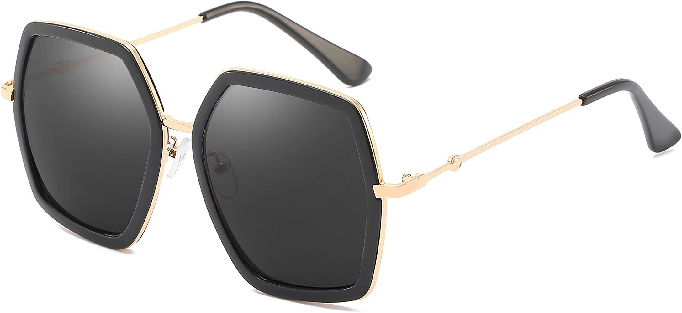 Oversized Square Sunglasses for Women Hexagon Inspired Designer Style Shades | Amazon (US)