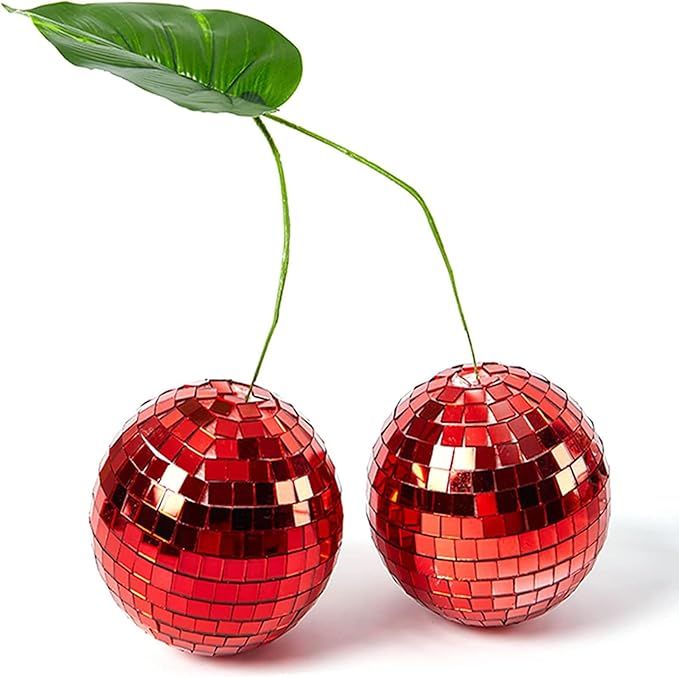 Cherry Disco Ball Decor, Double Mirror Ball Cherry Decor for DJ Club Stage Bar Party Wedding Holi... | Amazon (US)