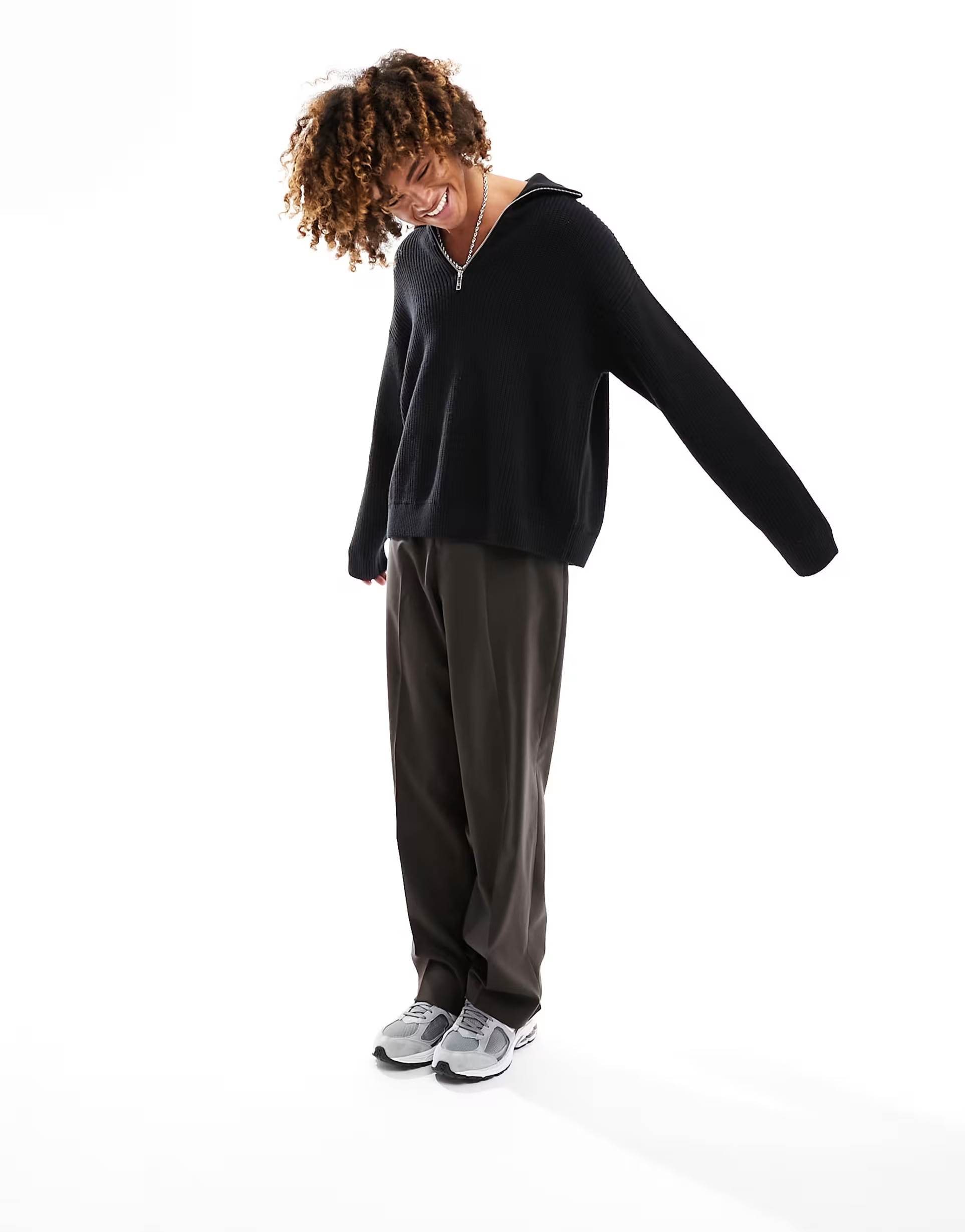 Weekday Harry wool blend half zip jumper in black | ASOS (Global)