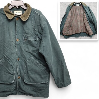 Vintage LL Bean Chore Barn Field Jacket Mens Medium Coat Removable Flannel Lined  | eBay | eBay US