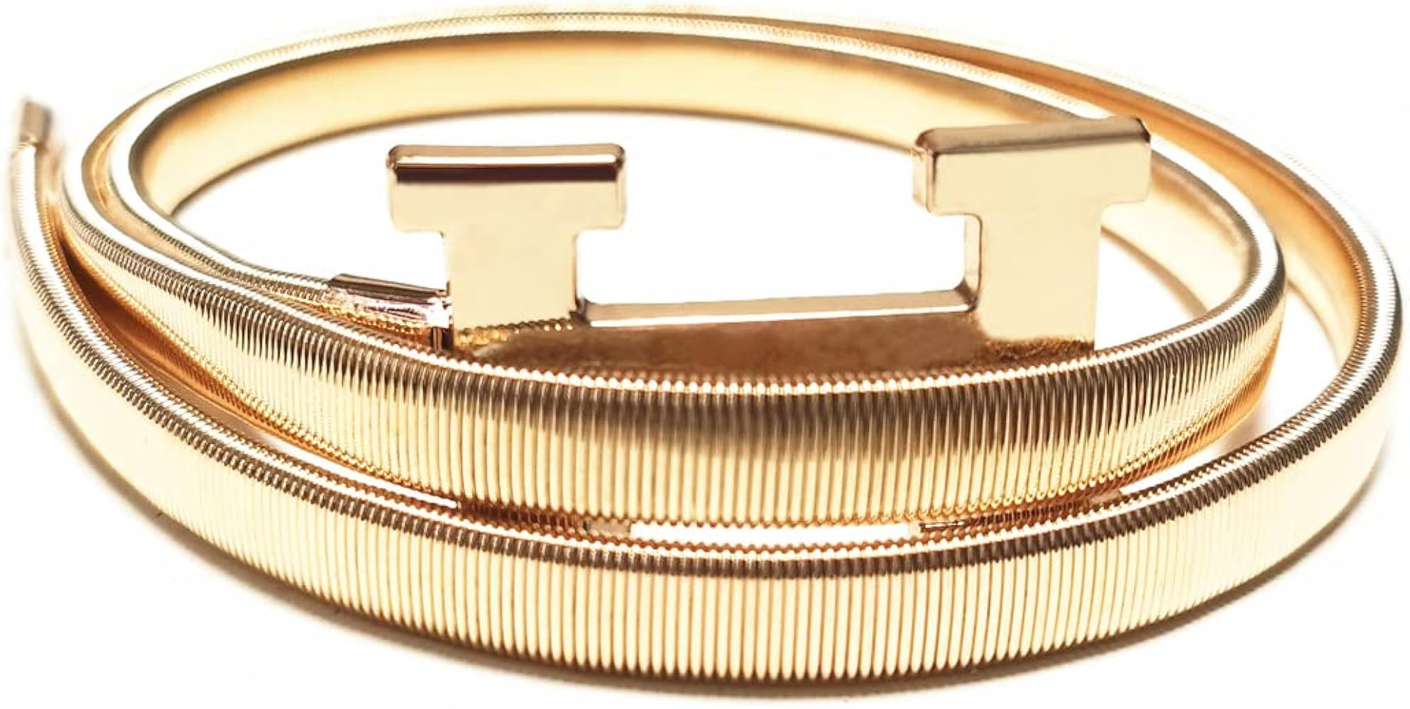 Torostra Womens Metal Stretch Elastic Waist Belt Fashion Thin Belts for Dress | Amazon (US)