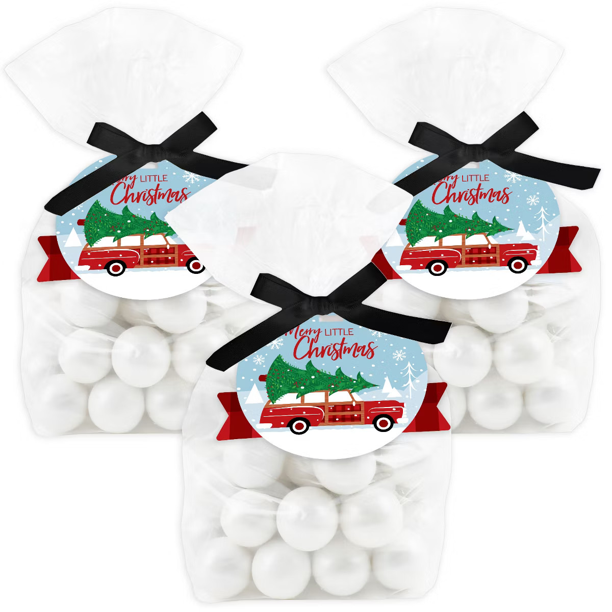 Big Dot of Happiness Merry Little Christmas Tree - Red Car Christmas Party Clear Goodie Favor Bag... | Target