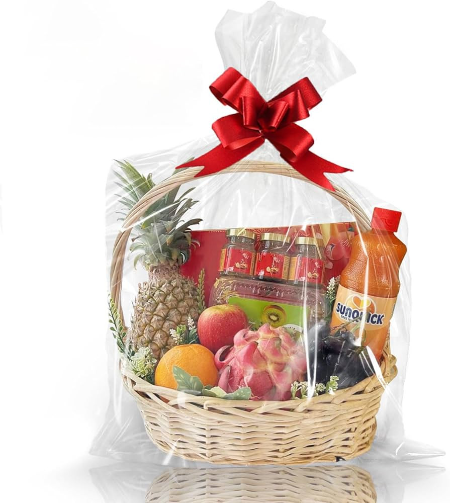 Clear Gift Bags 10 PCS 24x30 Inches Large Cellophane Wrap for Gift Baskets Wrapping Plastic with ... | Amazon (US)