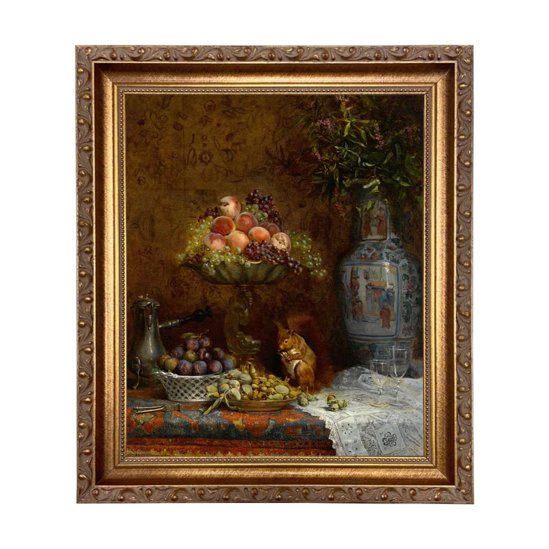 Still Life with Fruit and Squirrel Framed Oil Painting Print on Canvas, French Still Life, Still ... | Etsy (US)