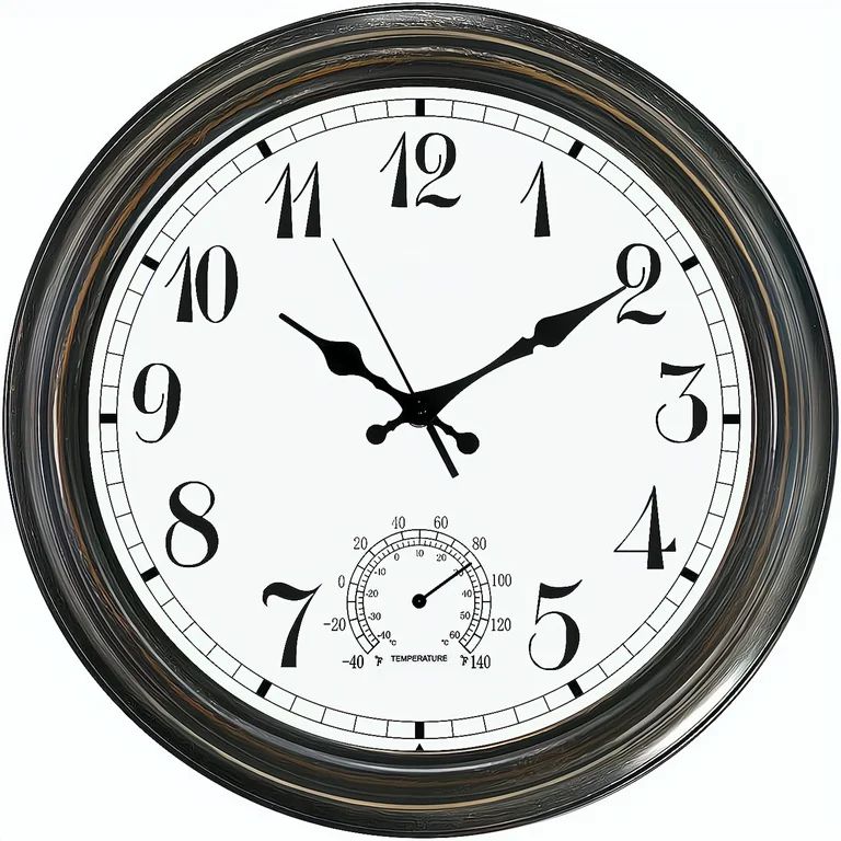UMEXUS 16'' Large Retro Outdoor Wall Clock, Waterproof Quartz Silent Clock with Thermometer, Batt... | Walmart (US)