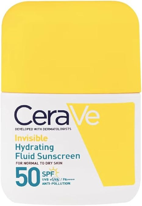 CeraVe Invisible Hydrating Fluid Sunscreen SPF 50, Broad Spectrum UVB UVA Protection, With 3 Esse... | Amazon (UK)
