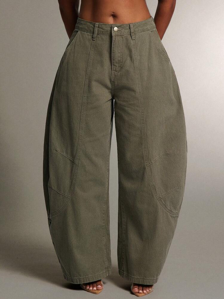 Denimoi Women's Casual Solid Color Loose Button Jeans | SHEIN