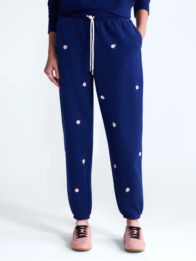 Free Assembly Women\u2019s and Women\u2019s Plus Elastic Waist Embroidery Cuff Sweatpants, Sizes ... | Walmart (US)