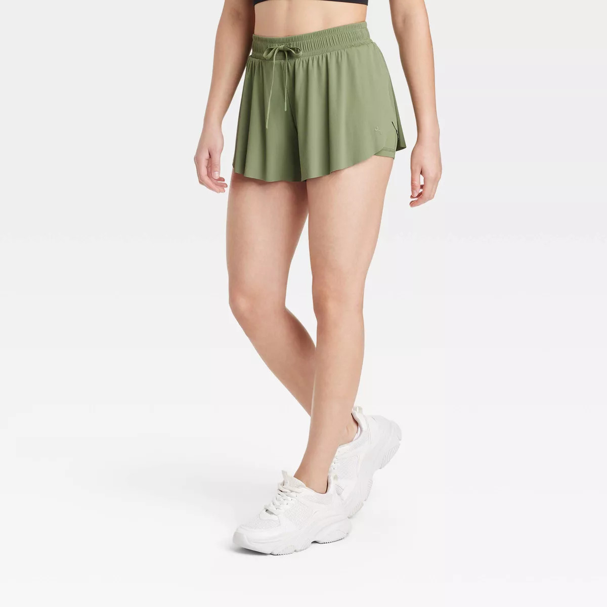 Women's Double Layer Run Shorts 2.5" - JoyLab™ Olive Green M | Target
