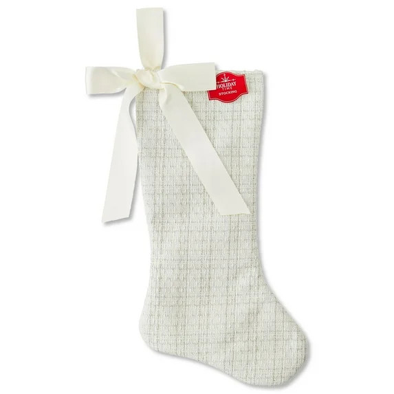 Woven Christmas Stocking with Bow, White, 20", by Holiday Time | Walmart (US)