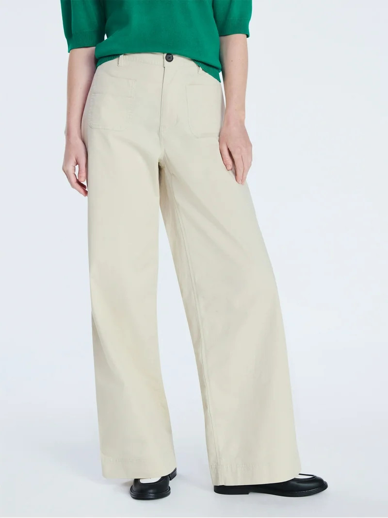 Free Assembly Women's and Women's Plus Patch Pocket Wide Leg Pants, 30”, 32” and 34” Inseam... | Walmart (US)