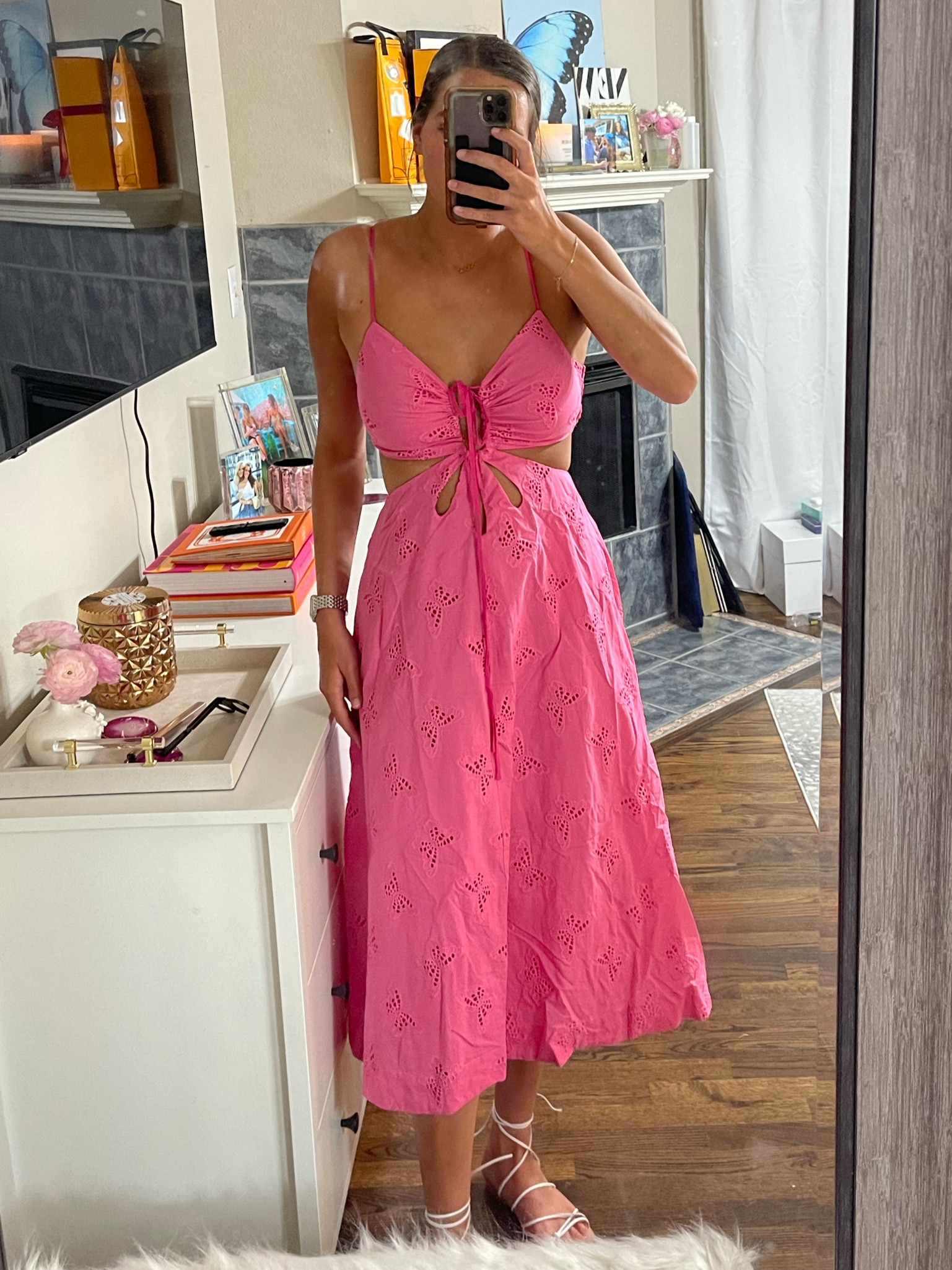 revolve pink butterfly dress livs_likes_ on LTK