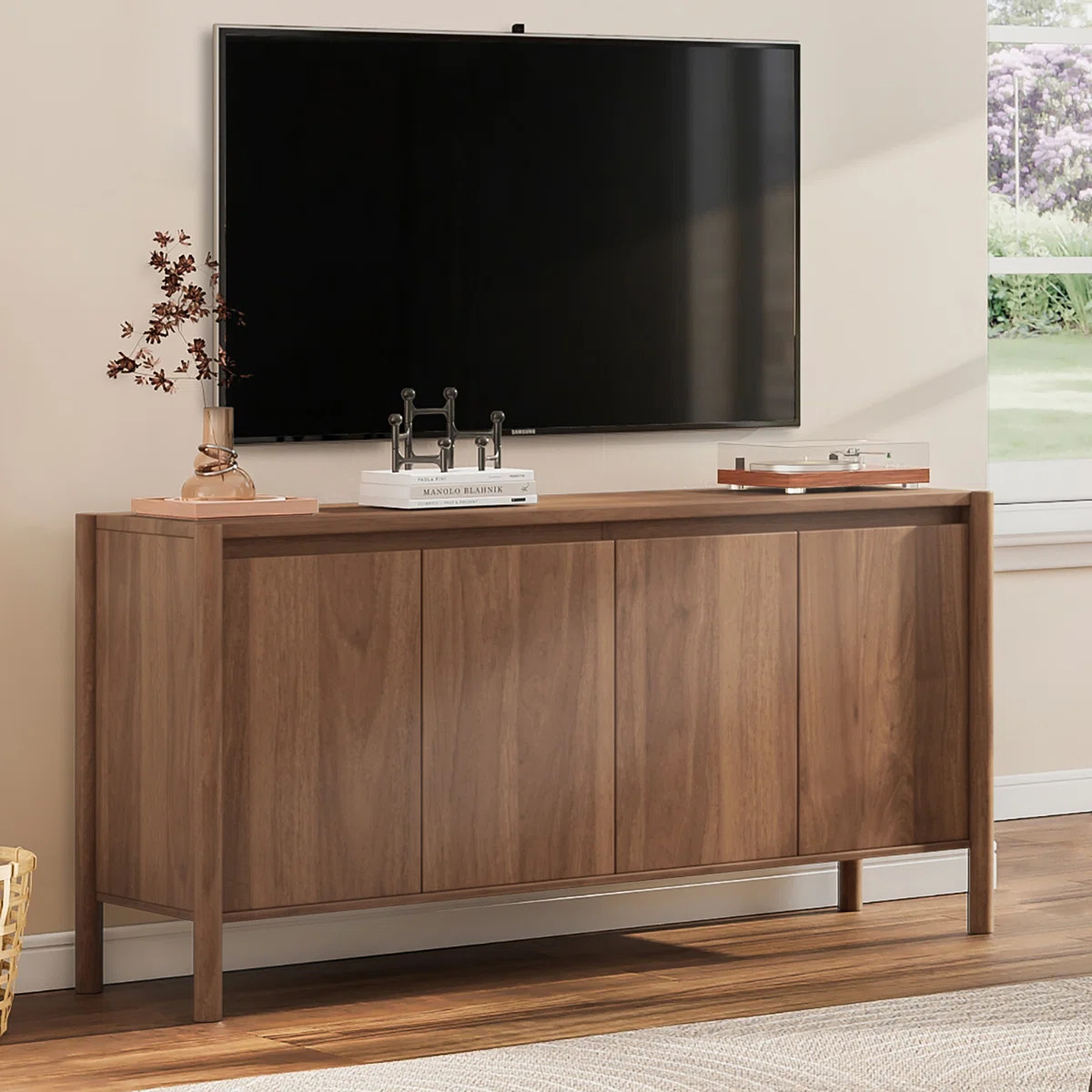 59\u201d W Sideboard Buffet Cabinet, Credenza Storage Cabinet With 4 Doors And Adjustable Shelves... | Wayfair North America